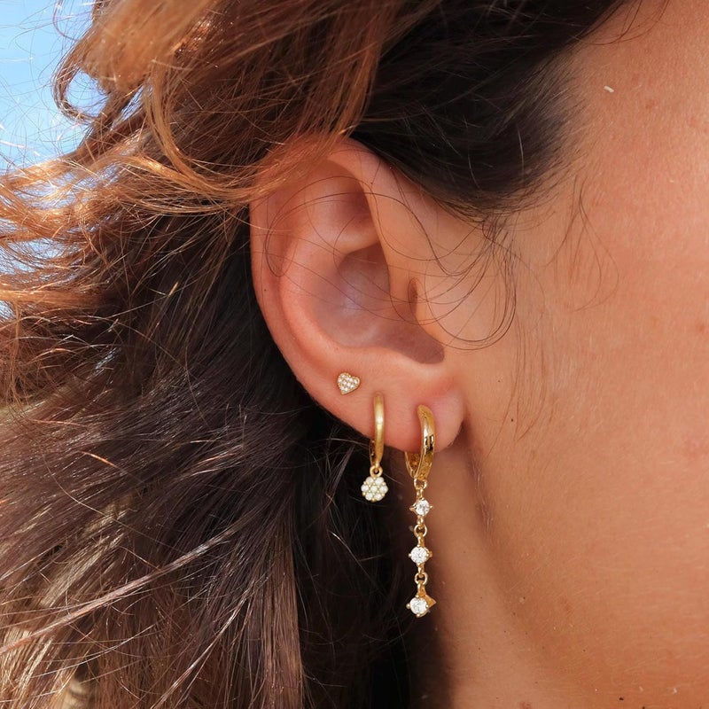 SELFROSE Store Gold Dangle Earrings for Women,Prom Jewelry Dainty Earring 14K Gold Plated Drop Earrings for Women Trendy Hypoallergenic CZ Dangling Earring - Image 2
